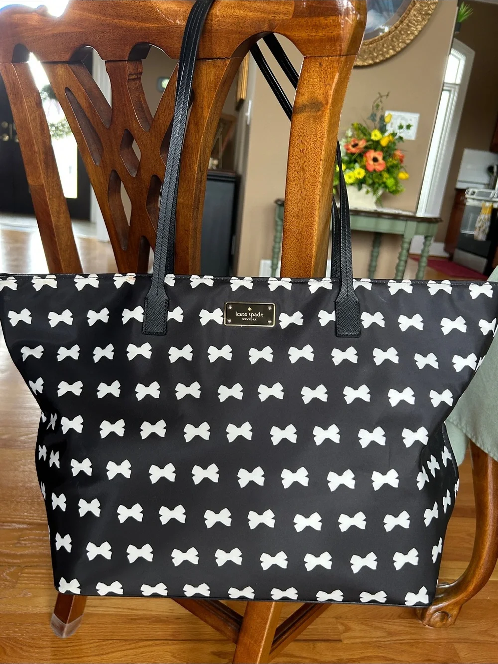 kate spade Black and White Bow Print Tote